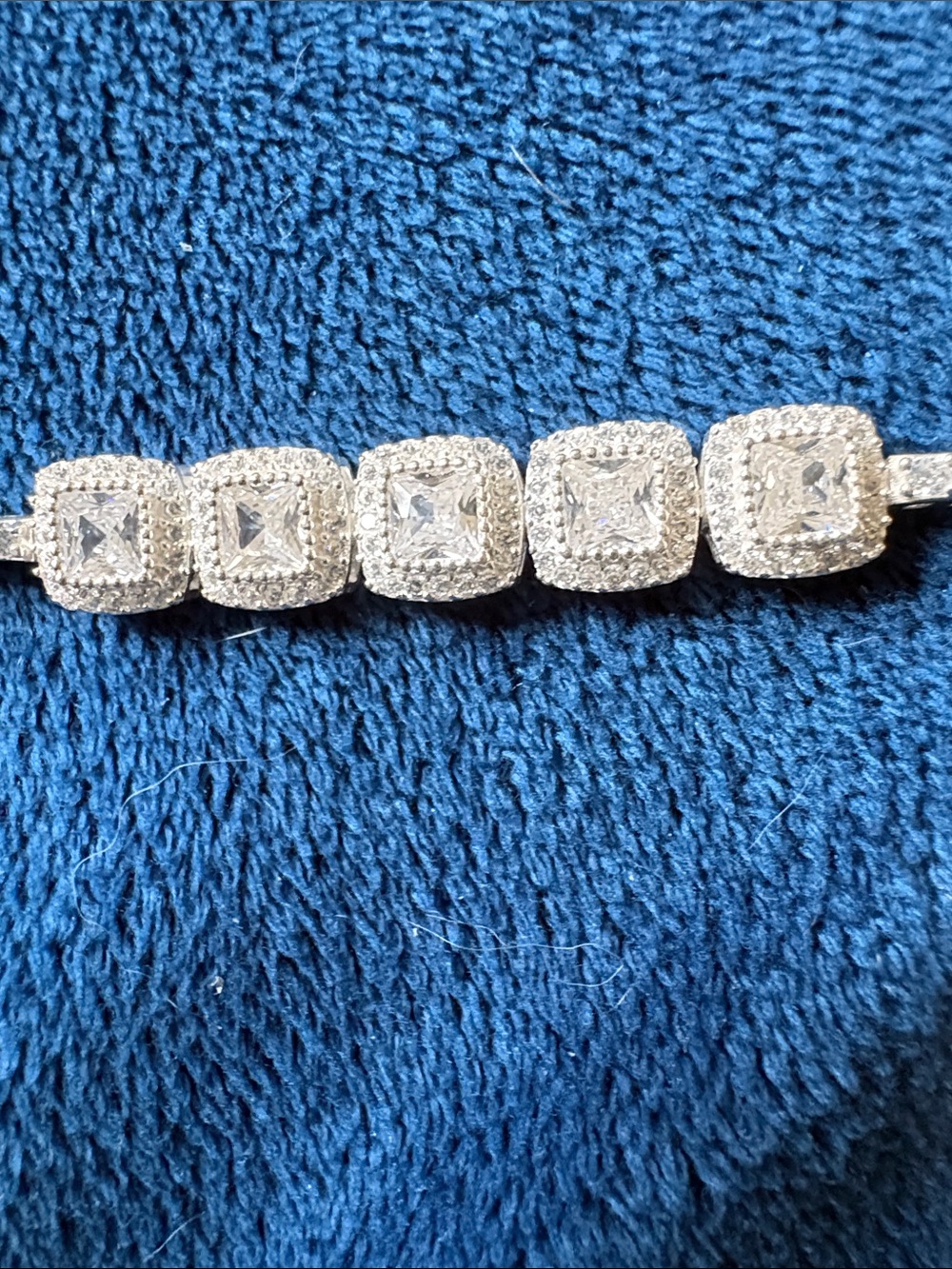Sterling Silver Halo Square moissanite Tennis Bracelet - Silver 925 - Picture 4 of 6
